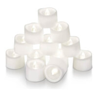 Homemory tea lights set of 12, LED candles, 6-hour timer, flickering, white, ideal for decoration and atmospheric lighting.