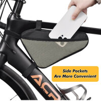 ACRUNU triangular bag, waterproof, 1.5L, for 22-24mm frames, including bicycle bell, ideal for mountain bikes and road bikes.