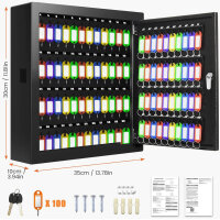 Fireproof key safe 100 keys, theft-proof, adjustable for...
