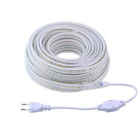pcning 15m LED strip 220V, SMD 5730, 120 LEDs/m, warm white 3000K, EU plug, flexible, ideal for decoration.