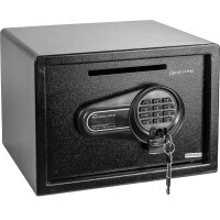 Genie Hand | Motorisierter Möbeltresor, Einwurfschlitz, Zahlenkombinationscode, B-Schloss, kompakt und sicher.