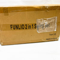 FUNLIO 2-in-1 swing set, baby door bouncer, foldable metal stand, 4 sandbags, for indoor and outdoor use, pink, easy to assemble.