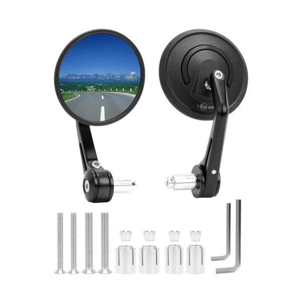 SUPAREE Motorrad Spiegel, Rund, 360° drehbar, robuste Aluminiumlegierung, kompatibel für Scooter, Roller, ATV.