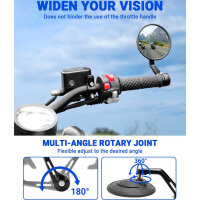 SUPAREE Motorrad Spiegel, Rund, 360° drehbar, robuste Aluminiumlegierung, kompatibel für Scooter, Roller, ATV.