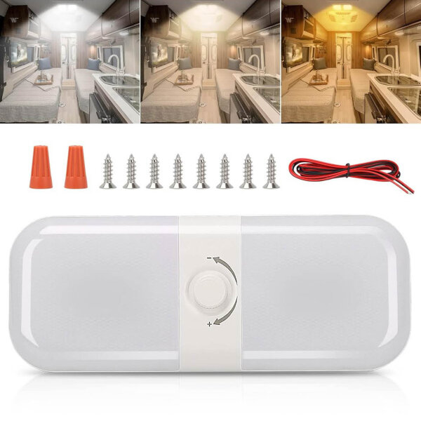 SUPAREE LED Deckenleuchte 12V, dimmbar, für Wohnmobil, Wohnwagen, RV, Auto, LKW, Boot, inkl. Schalter, 1 Stück.