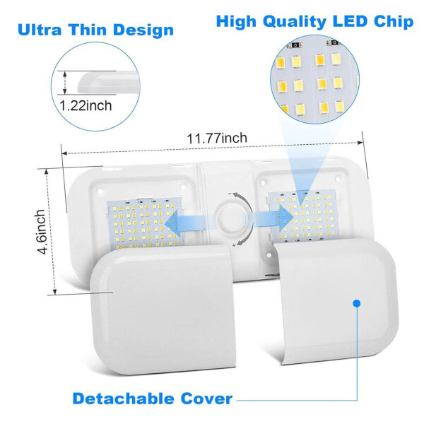 SUPAREE LED Deckenleuchte 12V, dimmbar, für Wohnmobil, Wohnwagen, RV, Auto, LKW, Boot, inkl. Schalter, 1 Stück.