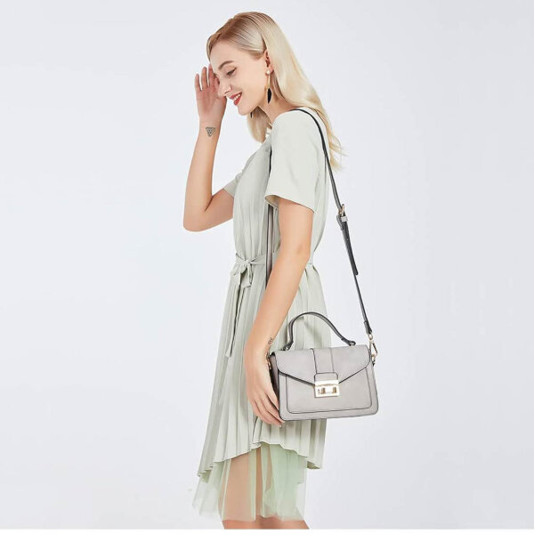 Miss Lulu handbag, handle bag, elegant, small, shoulder bag, crossbody bag, faux leather, ideal for everyday use.