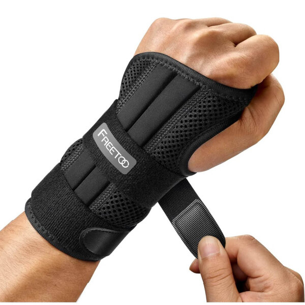 FREETOO Adjustable 3 Splint Wrist Brace Support for Arthritis, Tendonitis, Sprain, Sports Protection, Day-Night.
