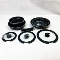 Arthur Martin AM310SC, 10-piece aluminum cookware set with removable handle, black, lightweight, durable, ideal for all stovetops.