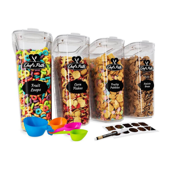 Chefs Path Aufbewahrungsbox-Set, Lunchbox, 8 Etiketten, Mehldose, BPA-frei, 4 l, inkl. Löffel-Set und Marker.