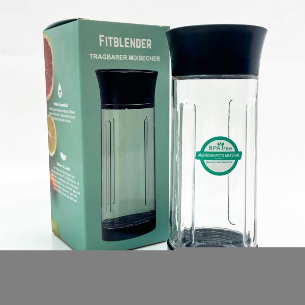 FITBLENDER, portable blender, 500ml, black, ideal for smoothies and shakes, compact and lightweight, easy to clean.