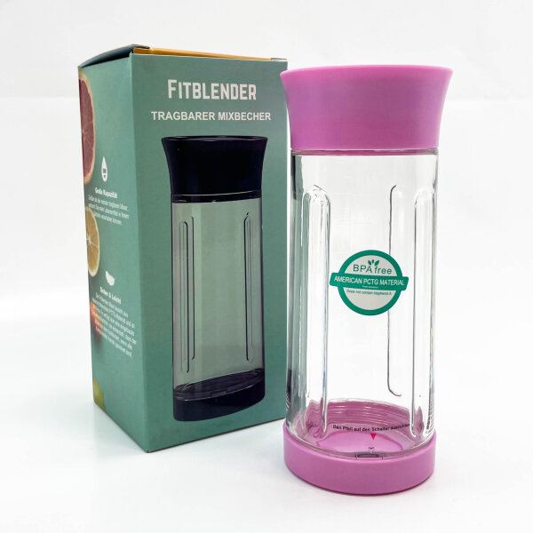 FITBLENDER, tragbarer Mixbecher, 500ml, helles Lila, leicht, kompakt, ideal für Smoothies und Shakes.