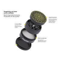 MYSTE ZODIAC Stash Box, large, smell-proof, combo kit with grinder 63mm and rolling tray, lockable.