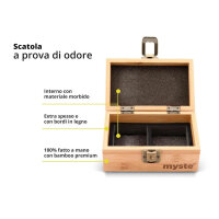 MYSTE ZODIAC Stash Box, large, smell-proof, combo kit with grinder 63mm and rolling tray, lockable.