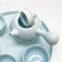 Chaiblend Teeset, 6-teilig, Teekanne, 4 Tassen, Servierteller, Baby Blau, stilvolles Design, ideal für Teeliebhaber.