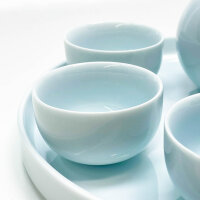 Chaiblend Teeset, 6-teilig, Teekanne, 4 Tassen, Servierteller, Baby Blau, stilvolles Design, ideal für Teeliebhaber.