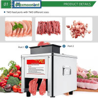 Mxmoonant Electric Meat Slicer, 850W Stainless Steel 3.5mm + 10mm 2 Feeding Ports for Meat and Vegetables with Dent/Scratch.