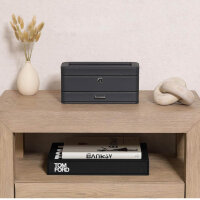 ROTHWELL Watch Box, 4 Slots, Jewelry Organizer, with Drawer, Lockable, Real Glass Top, for Men and Women, Carbon.