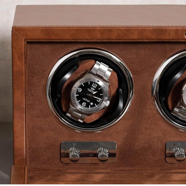 Rothwell 3 Watch Winder, Automatic Watches, Quiet Motor, Multi Speed, Rotation, Light Brown/Brown, Without Original Box.