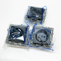 PANGTZEEN Schuko socket, 3-way, flush-mounted, 16A, glass...