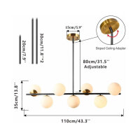KCO Beleuchtung Pendelleuchte 7-flammig, Milchglas, Gold,...