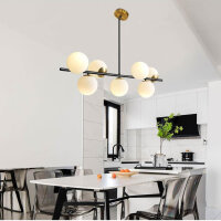 KCO Beleuchtung Pendelleuchte 7-flammig, Milchglas, Gold, modern, für Esstisch, Küche, Restaurant, Esszimmer, Bar.