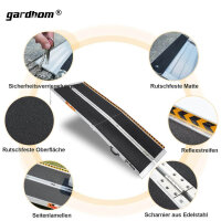 Gardhom Klapprampe 183 cm, Rollstuhlrampe, leicht, faltbar, rutschfest, ideal für den Innen- und Außenbereich.