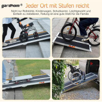 Gardhom Klapprampe 183 cm, Rollstuhlrampe, leicht, faltbar, rutschfest, ideal für den Innen- und Außenbereich.