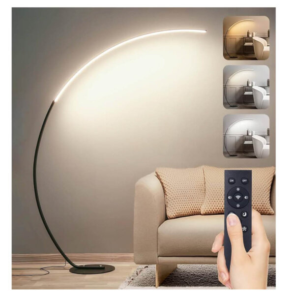 Moderne LED Fußlampe, 25W, 170 cm, einstellbar, schwarz, ideal für Schlafzimmer und Büro (Fernbedienung fehlt)