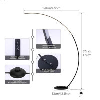 Moderne LED Fußlampe, 25W, 170 cm, einstellbar, schwarz, ideal für Schlafzimmer und Büro (Fernbedienung fehlt)