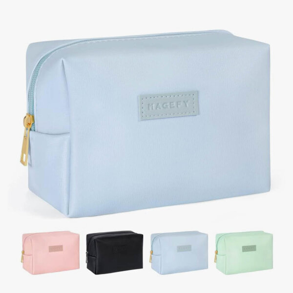 MAGEFY Small Cosmetic Bag, Portable Makeup Bag, Waterproof PU Leather, Cute Design, Versatile Zipper Bag for Women.