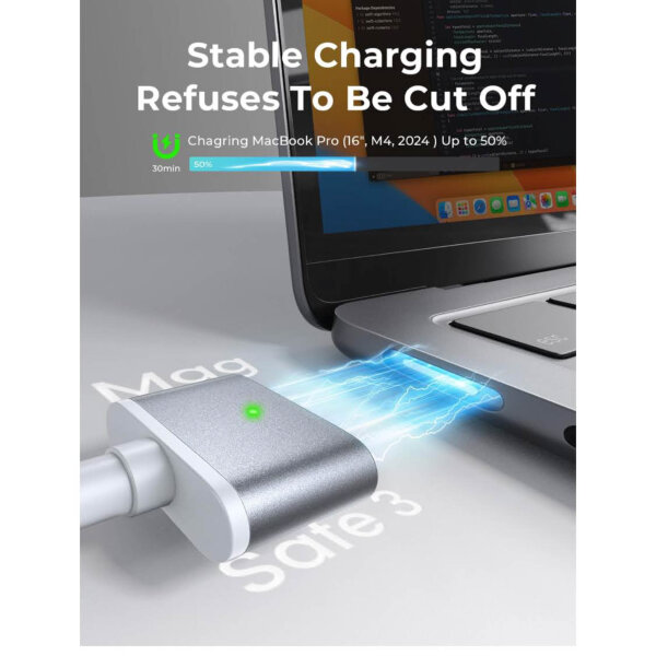 Lisen USB C Charging Cable SU for Magsafe 3, 2m, 140W, Fast Charging for MacBook Air M2/M3 2022/2023, Pro 13" 2023 (M2/M3)