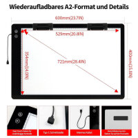elice Wiederaufladbare A2 Leuchttisch, Batteriebetrieb, 5200mAh, 3 Lichtmodi, ultradünn, 6-stufige Helligkeit, ideal für Skizzieren.