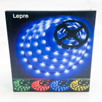 RGB LED Strip 5050, 15m, Dekorationsstreifen, 8 Modi, 20 Farben, dimmbar, inkl. Dimmer & 44-Tasten-Fernbedienung, 2x7,5m.