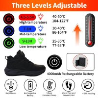 Damen Herren Wanderschuhe 38, Winterschuhe Warm Sneaker, Wiederaufladbare Beheizte Schuhe, Trekkinghalbschuhe Black, EU M