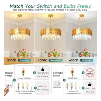 AOOCHOK, Rund Kristall Hängeleuchte, Pendelleuchte, 12xE14, 75cm Durchmesser, modern, gold, ideal für Wohnzimmer, Esszimmer, Restaurant.