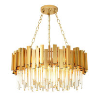 AOOCHOK, Rund Kristall Hängeleuchte, Pendelleuchte, 12xE14, 75cm Durchmesser, modern, gold, ideal für Wohnzimmer, Esszimmer, Restaurant.