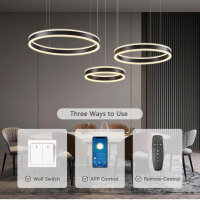 Sucikorio Kronleuchter, LED 88W, Dimmbar 5%-100%, Fernbedienung/App, 2700K-6500K, 20/40/60 cm, modern für Wohnzimmer/Schlafzimmer.