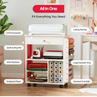 Crafit Bastelwagen, Organizer Tisch, rollend, kompatibel mit Cricut, mit Halterungen für Vinylrollen, ideal für Bastelzimmer und Home Office.