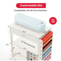 Crafit Bastelwagen, Organizer Tisch, rollend, kompatibel mit Cricut, mit Halterungen für Vinylrollen, ideal für Bastelzimmer und Home Office.