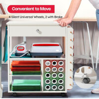 Crafit Bastelwagen, Organizer Tisch, rollend, kompatibel mit Cricut, mit Halterungen für Vinylrollen, ideal für Bastelzimmer und Home Office.