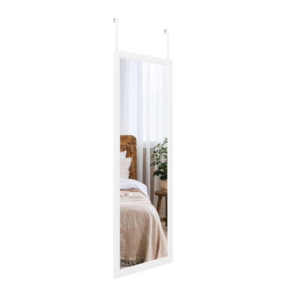Dripex wall mirror 45x119cm, unbreakable, height-adjustable, with hooks, ideal for hallways and wardrobes, color: white.