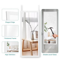 Dripex wall mirror 45x119cm, unbreakable, height-adjustable, with hooks, ideal for hallways and wardrobes, color: white.