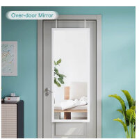 Dripex wall mirror 45x119cm, unbreakable, height-adjustable, with hooks, ideal for hallways and wardrobes, color: white.