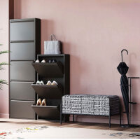 Slim Magik Schuhkipper, 15 Paar, Schuhschrank, metall, 5 Türen, weiß, platzsparend, keine Montage nötig, auch für außen.