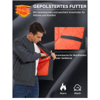 MAGCOMSEN mens bomber jacket, XXL, winter jacket, warm lining, windproof, 4 pockets, grey, ideal for leisure and transitional periods.