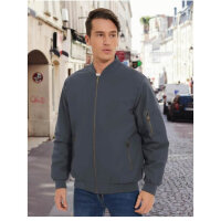 MAGCOMSEN mens bomber jacket 3XL, winter jacket, windproof, warm lining, 4 pockets, retro pilot style, grey.