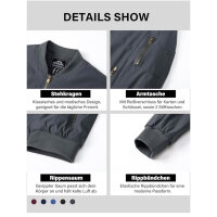 MAGCOMSEN mens bomber jacket 3XL, winter jacket, windproof, warm lining, 4 pockets, retro pilot style, grey.