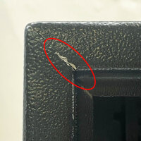 Mejasg key box, 144 keys, key safe, fireproof, number code, side key slot, adjustable key rail, outside.