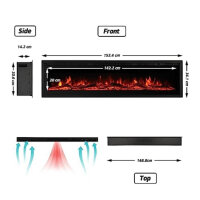 M.C.Haus, 60" Fireplace Insert, Electric Wall Fireplace, Colored Flame, Remote Control, Smart WiFi, Metal, 153 cm.